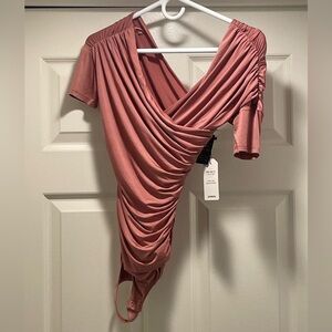 NWT Express ruched mauve bodysuit